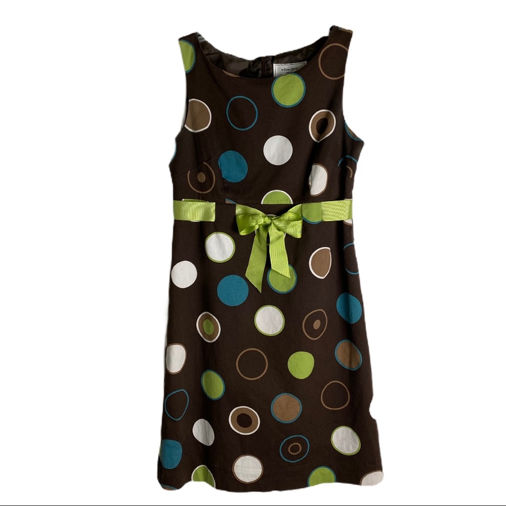 WILLOW GLENN  Retro Style Dot Print Belted Dress